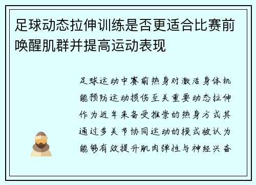 足球动态拉伸训练是否更适合比赛前唤醒肌群并提高运动表现